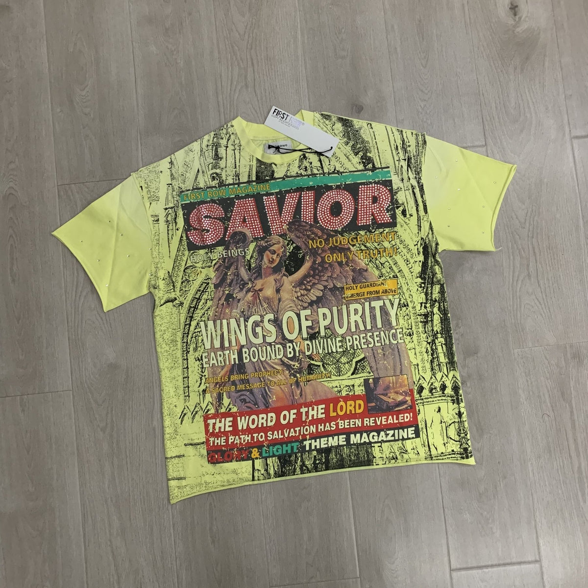 FIRST ROW Wings of Purity Yellow Graphic T-Shirt