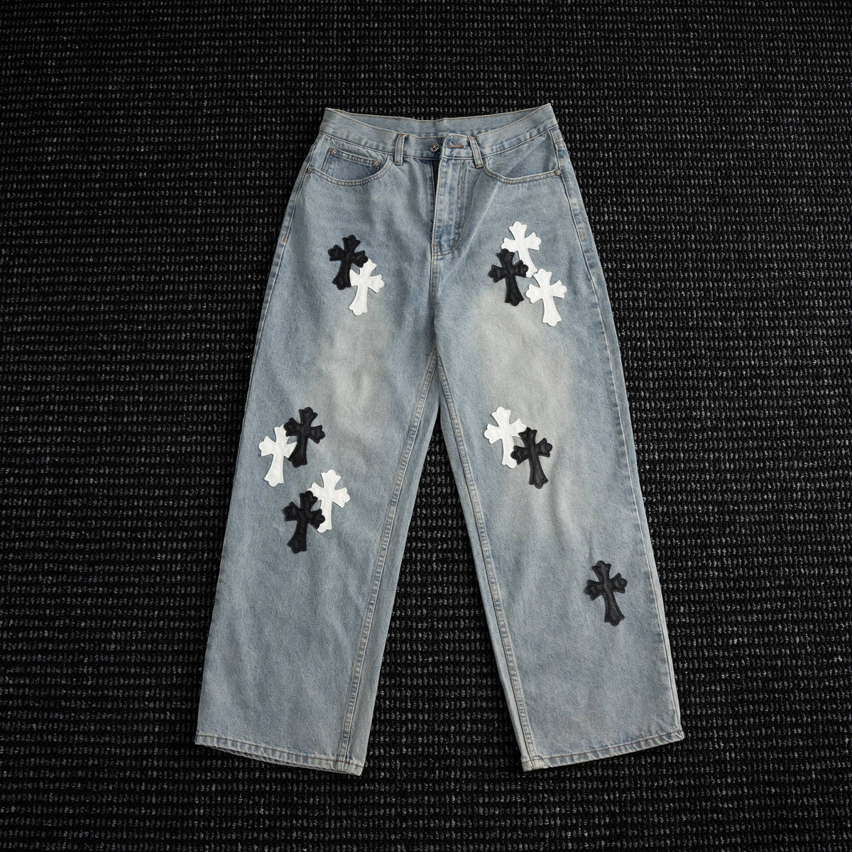 Chrome Hearts Cross Applique Light Blue Jeans