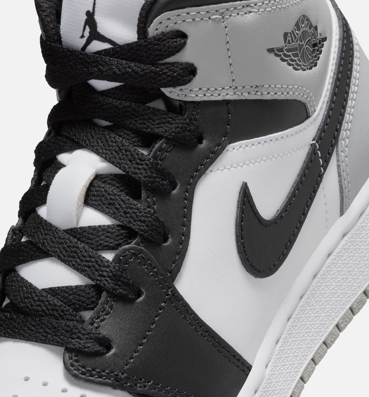 Air Jordan 1 Mid Grade School - White/Light Smoke Grey/Black