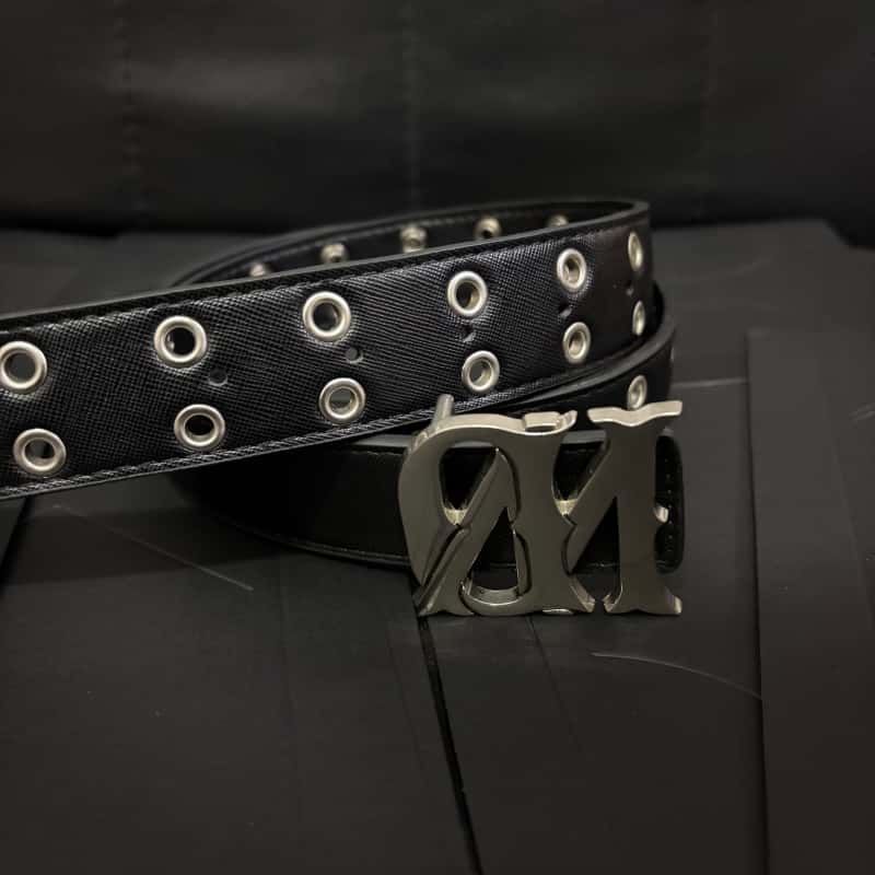 Y2K Punk Dark Jeans Belt Black Leather Studded Removable Buckle Waist