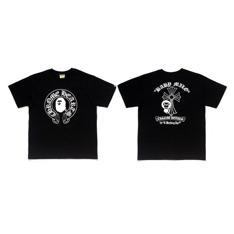 Bape Chrome Hearts Baby Milo Cross Horseshoe Oversized Tee Multi‑Style