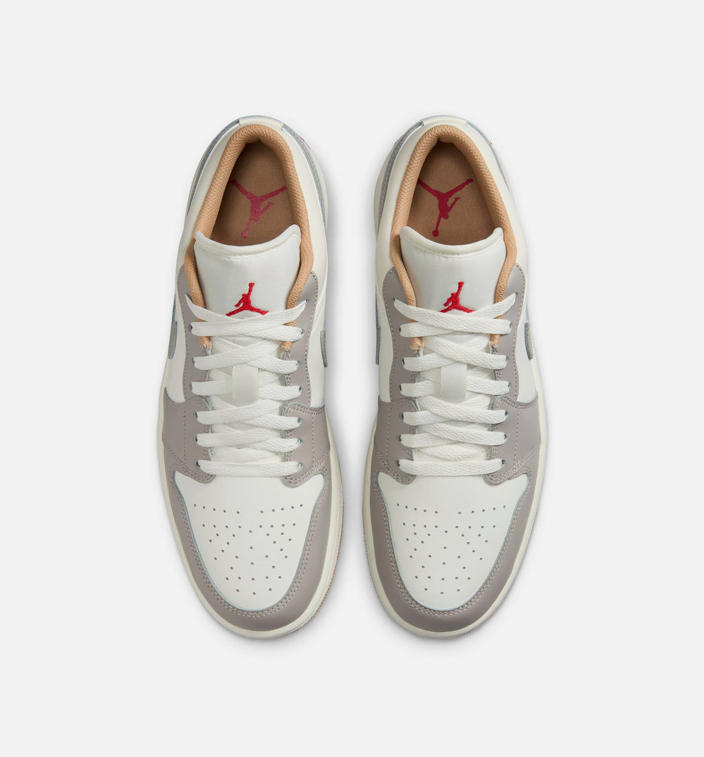Air Jordan 1 Low Men's Sneakers - Sail / Fire Red / College Grey / Straw