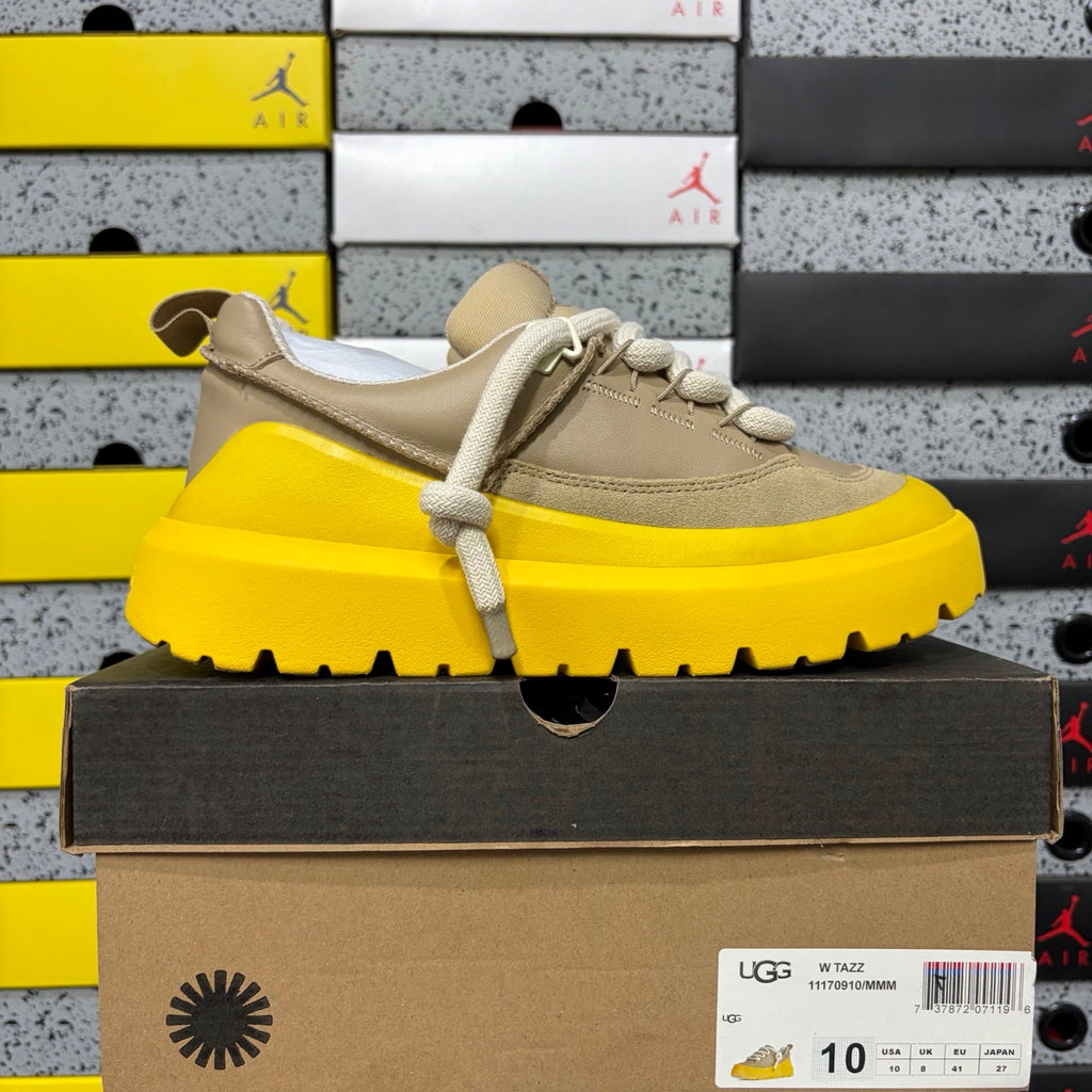UGG Tazz Platform Sneaker – Women’s Wool-Lined Lace-Up in Cream with Yellow Sole