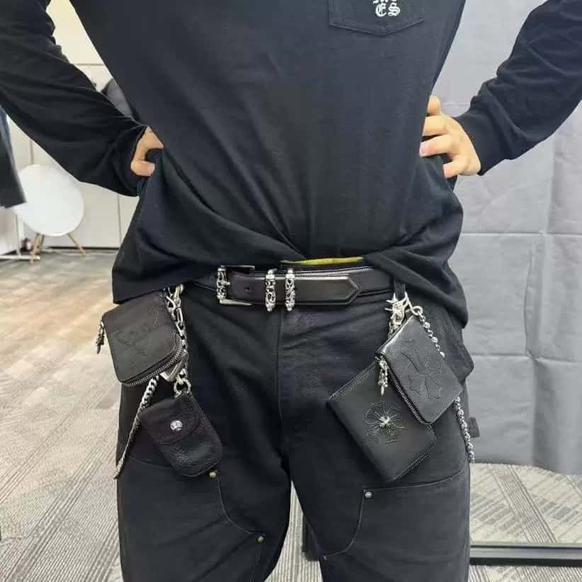 Chrome Hearts Cross Studded Leather Belt Vintage Silver Punk Waist