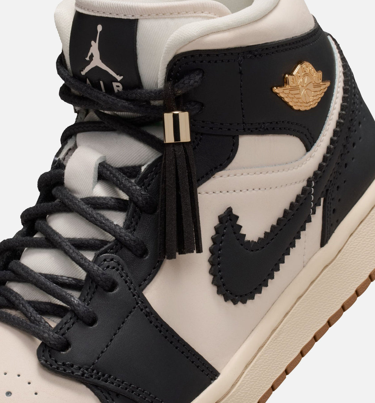 Air Jordan 1 Mid SE Women's Lifestyle Sneakers - Off Noir/Chalk/Pearl White