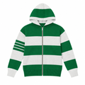 Thom Browne Style Striped Dog-Motif Zip-Up Knit Hoodie