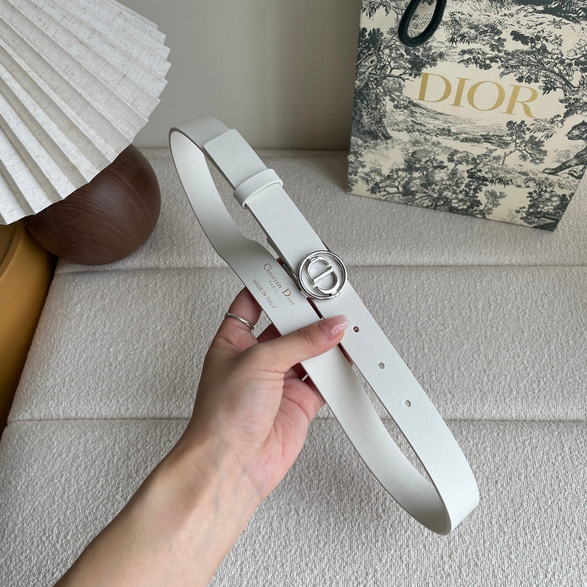 DIOR 25S BELT 25 MM IN WHITE CALFSKIN 572159