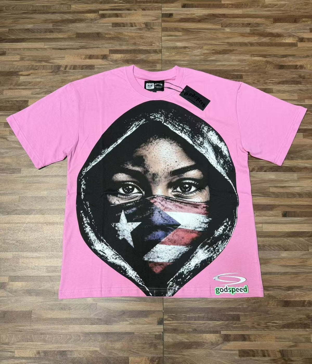 Godspeed Hooded Flag Portrait Graphic T-Shirt