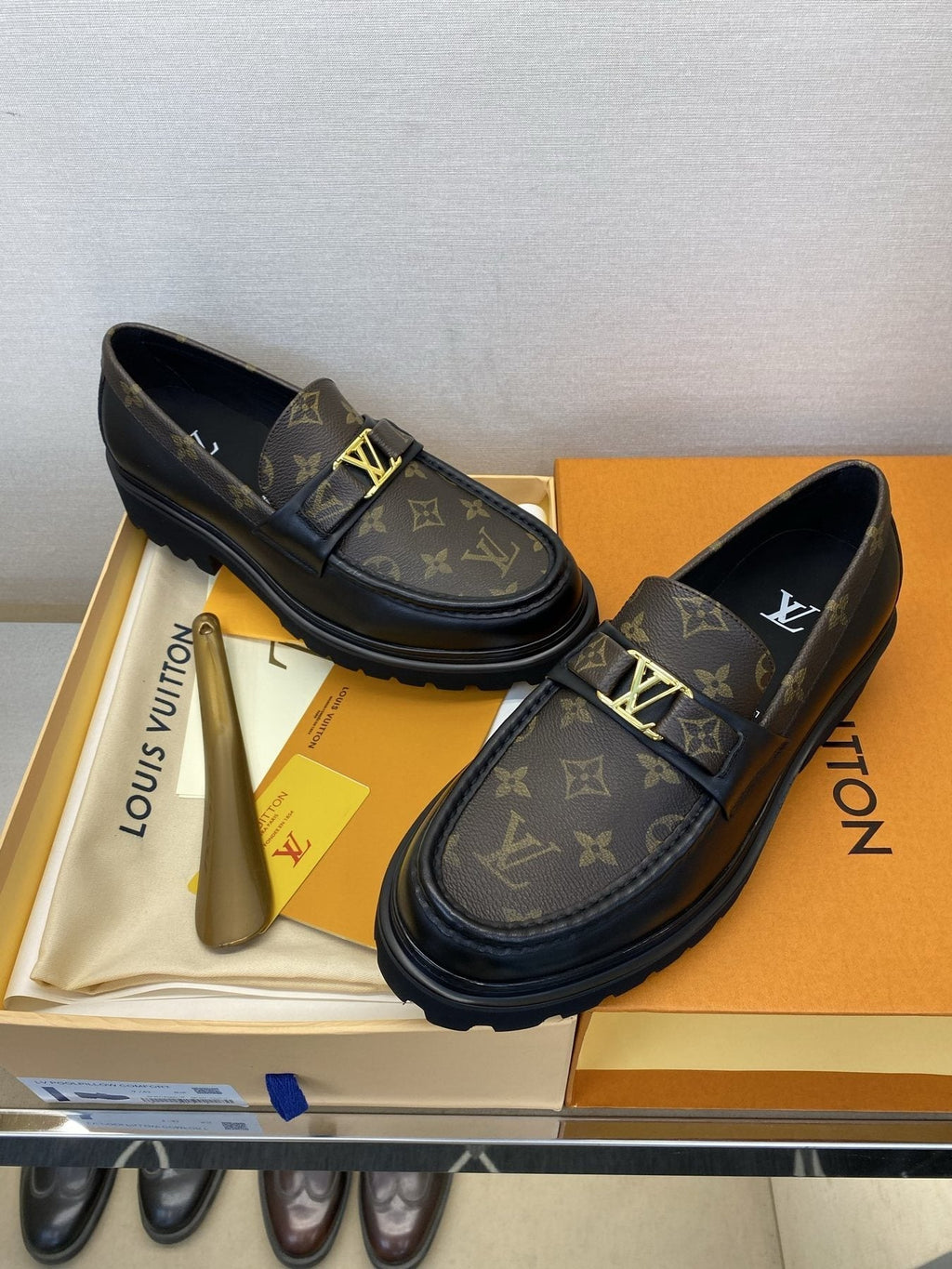 Louis Vuitton Men's Brown Monogram Hardware Loafers