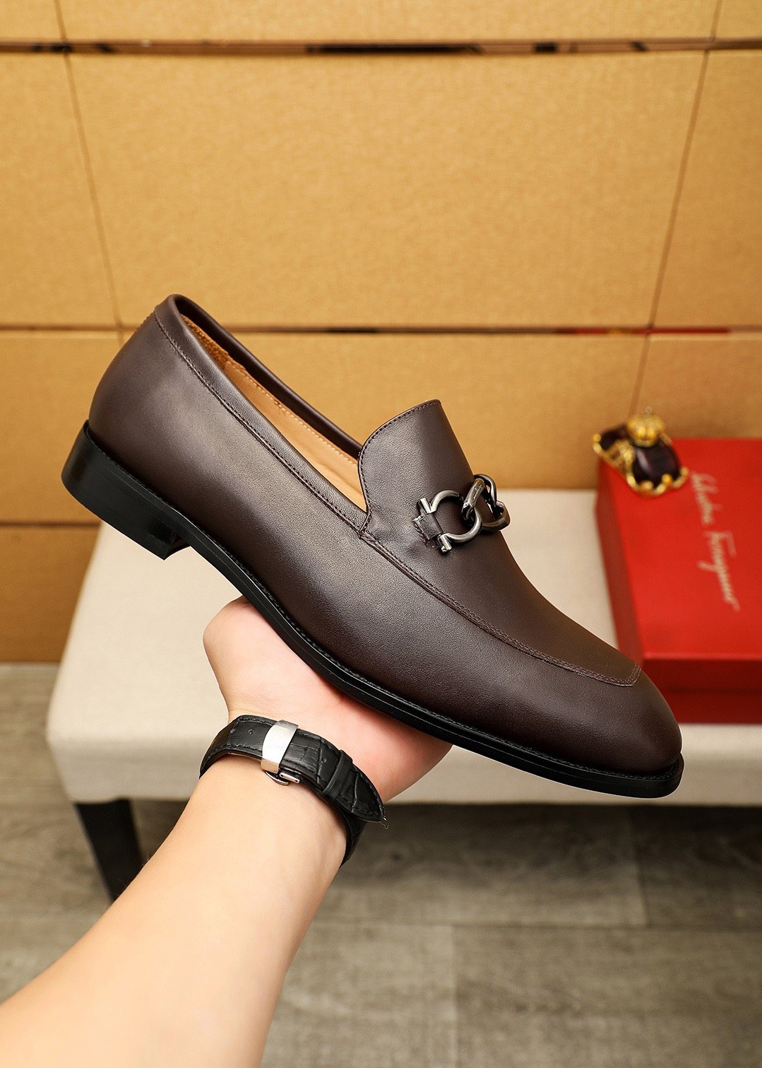 Ferragamo Dark Brown Bit Loafers