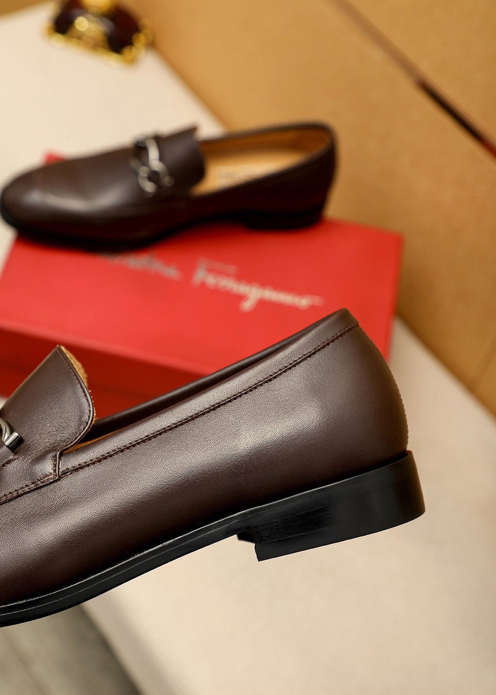 Ferragamo Dark Brown Bit Loafers