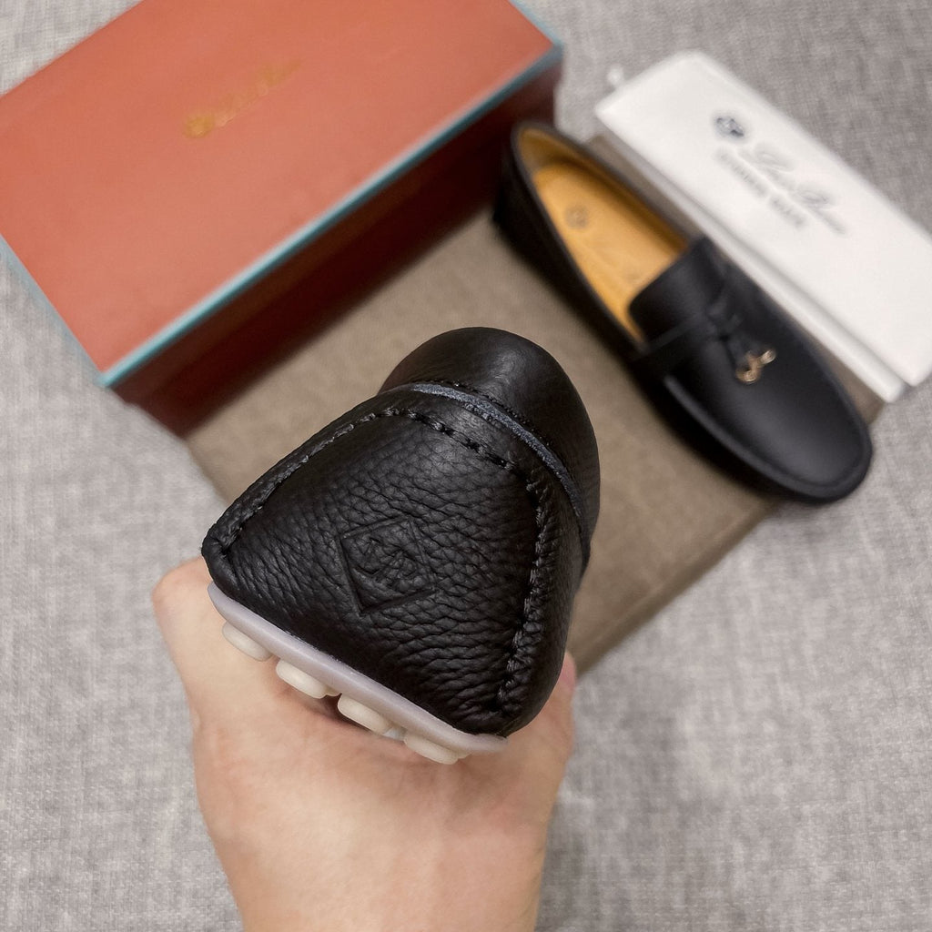 Loro Piana Black Textured Loafers
