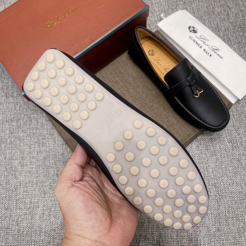 Loro Piana Black Textured Loafers