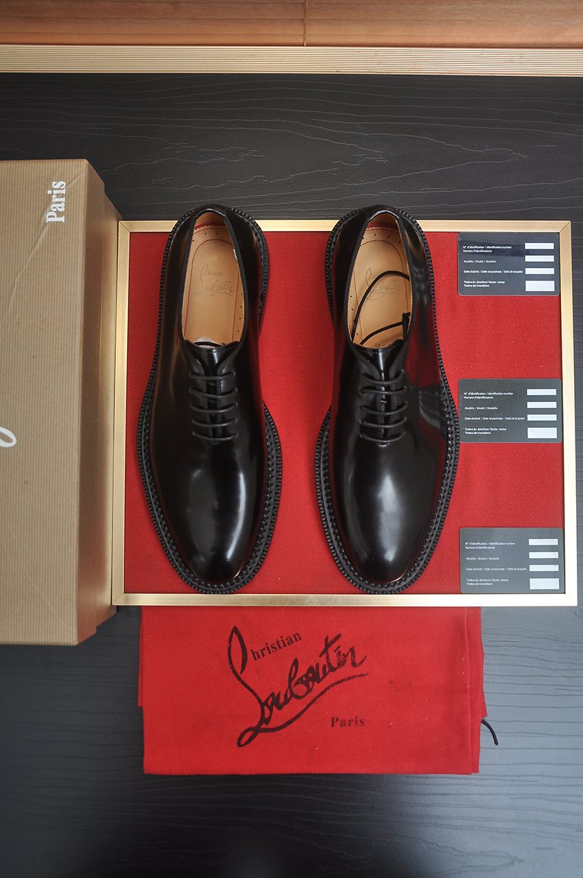 Christian Louboutin Black Lace-Up Dress Shoes