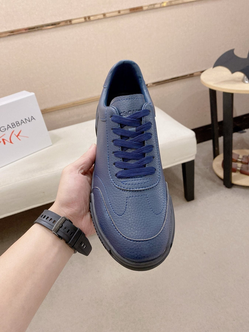 Dolce & Gabbana Navy Blue Low-Top Sneakers