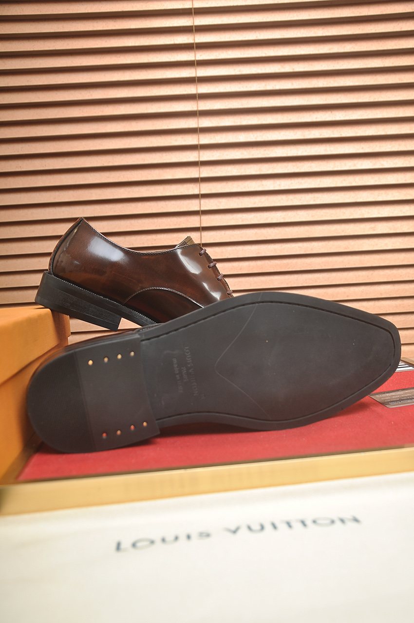 Louis Vuitton Brown Checkered Lace-Up Dress Shoes