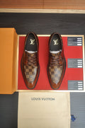 Louis Vuitton Brown Checkered Lace-Up Dress Shoes