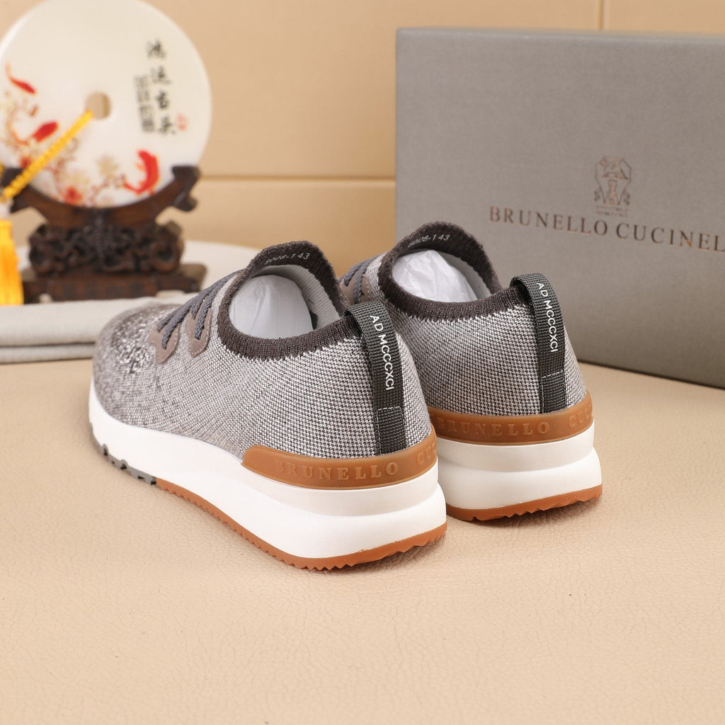 Brunello Cucinelli Knit Lace-Up Sneakers