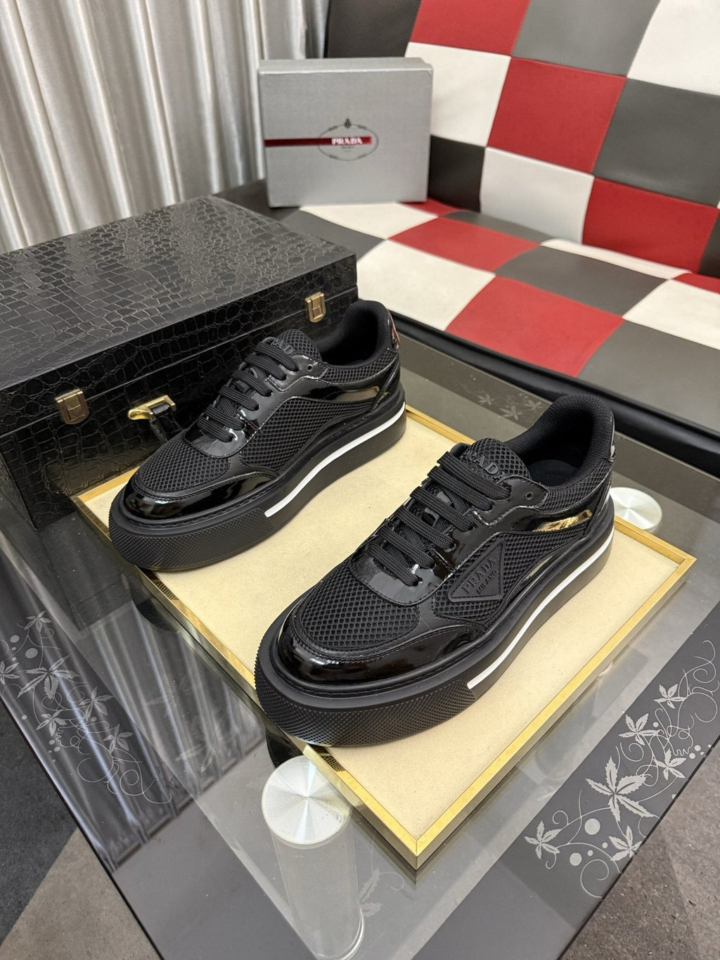 Prada Men's Low-Top Sneakers - Side Stripe