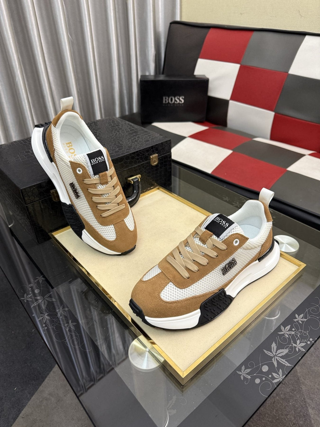BOSS Men's Mesh Low-Top Sneakers