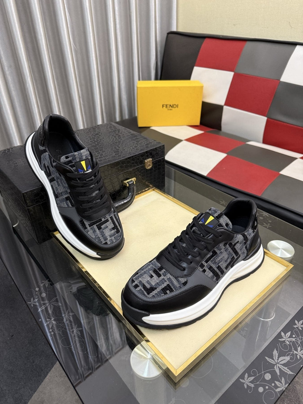 Fendi Men's Patterned Panel Sneakers