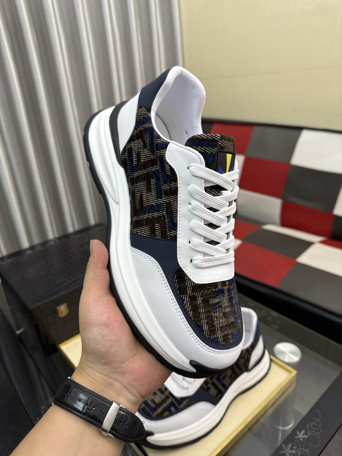Fendi Men's Patterned Panel Sneakers