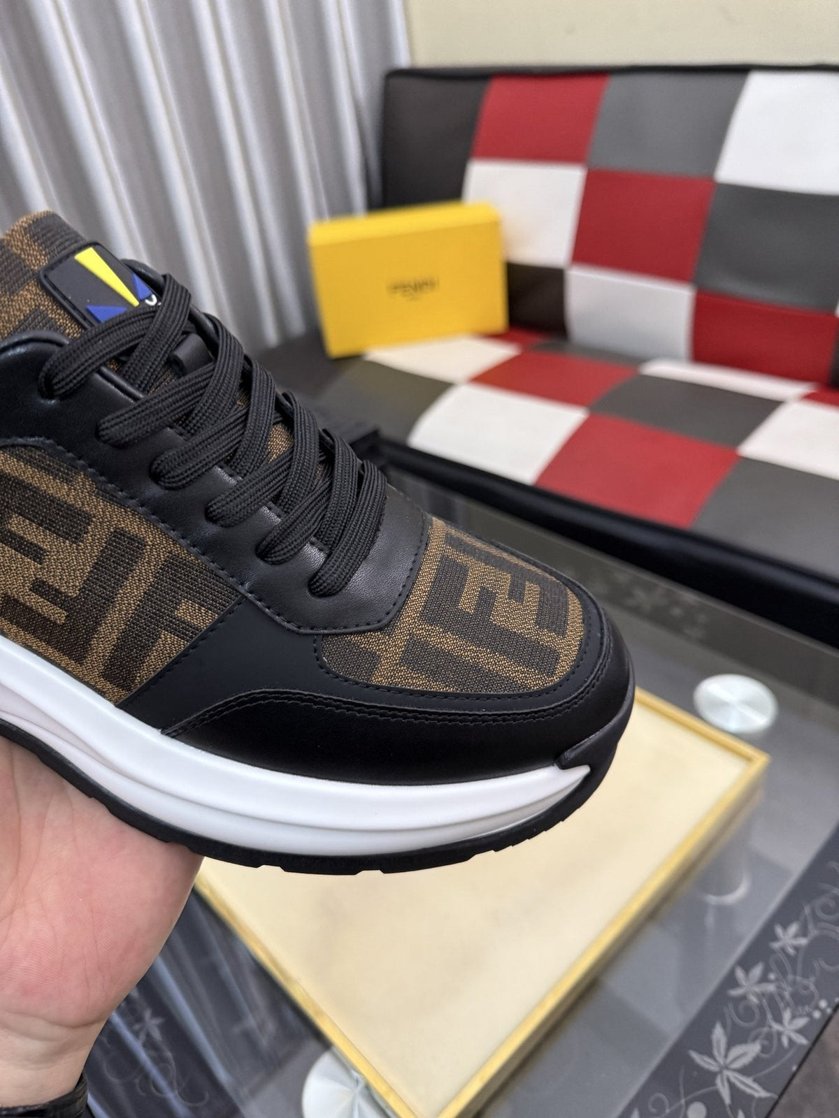 Fendi Men's Patterned Panel Sneakers
