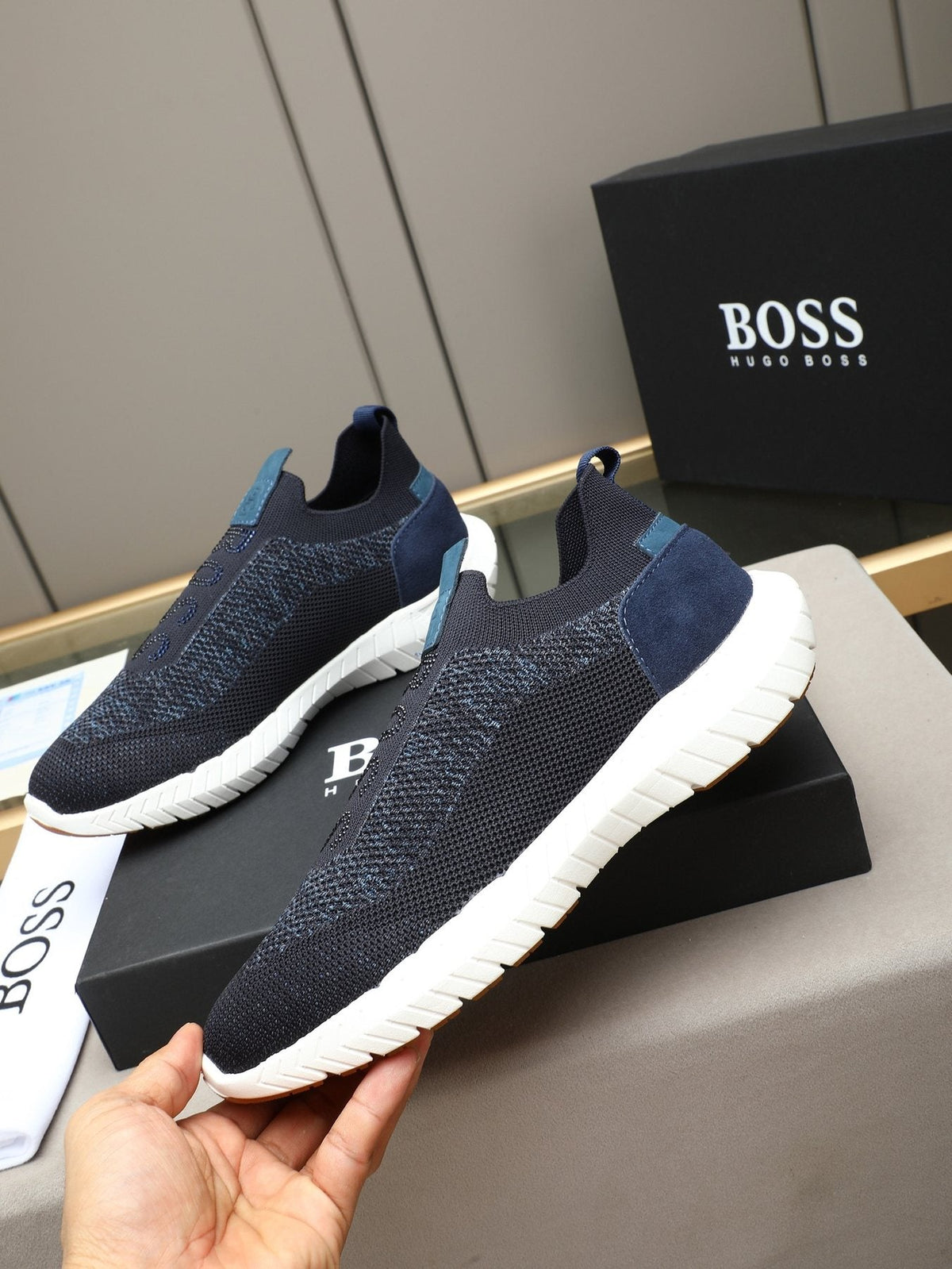 Hugo Boss Textured Slip-On Sneakers