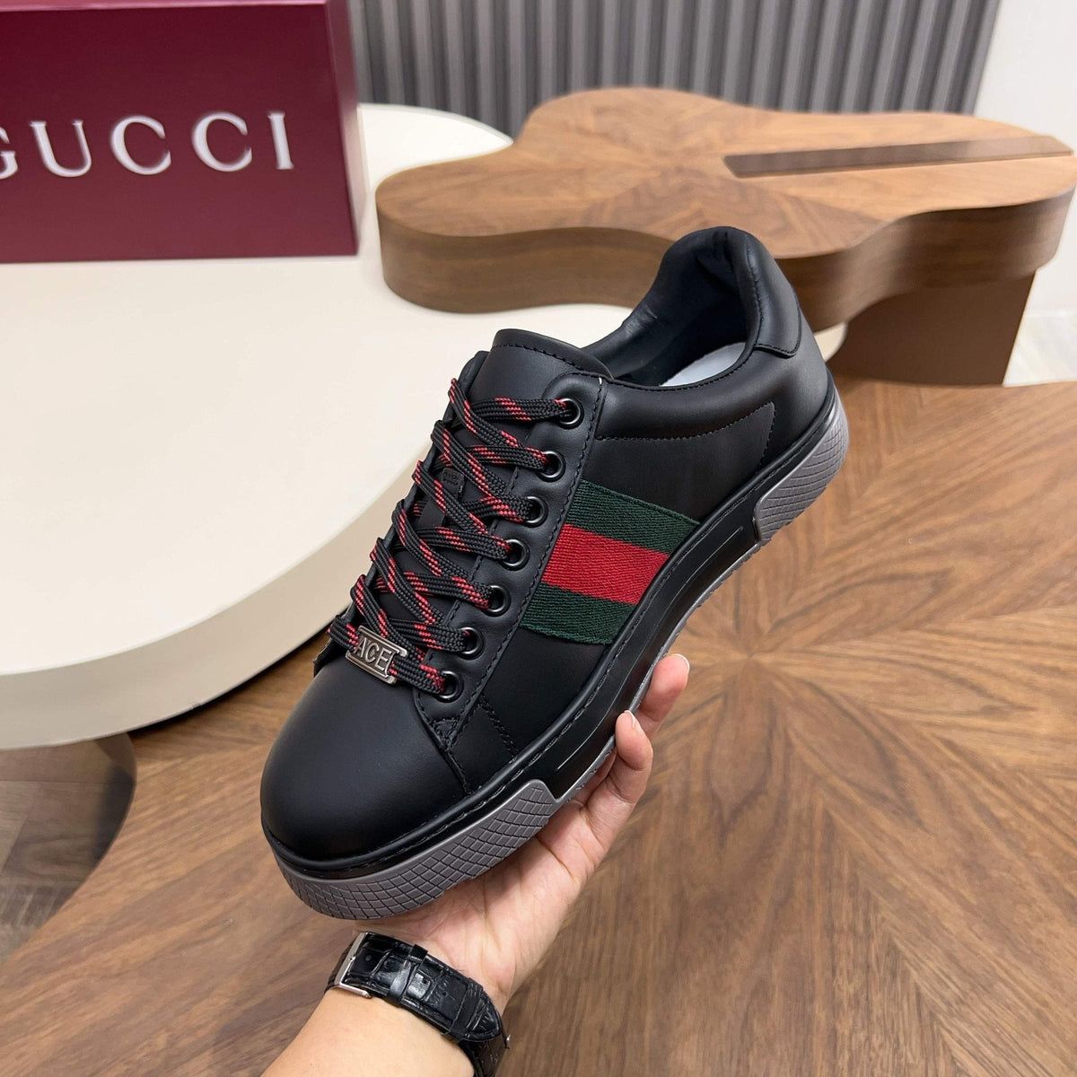 Gucci Red and Green Side Stripe Sneakers