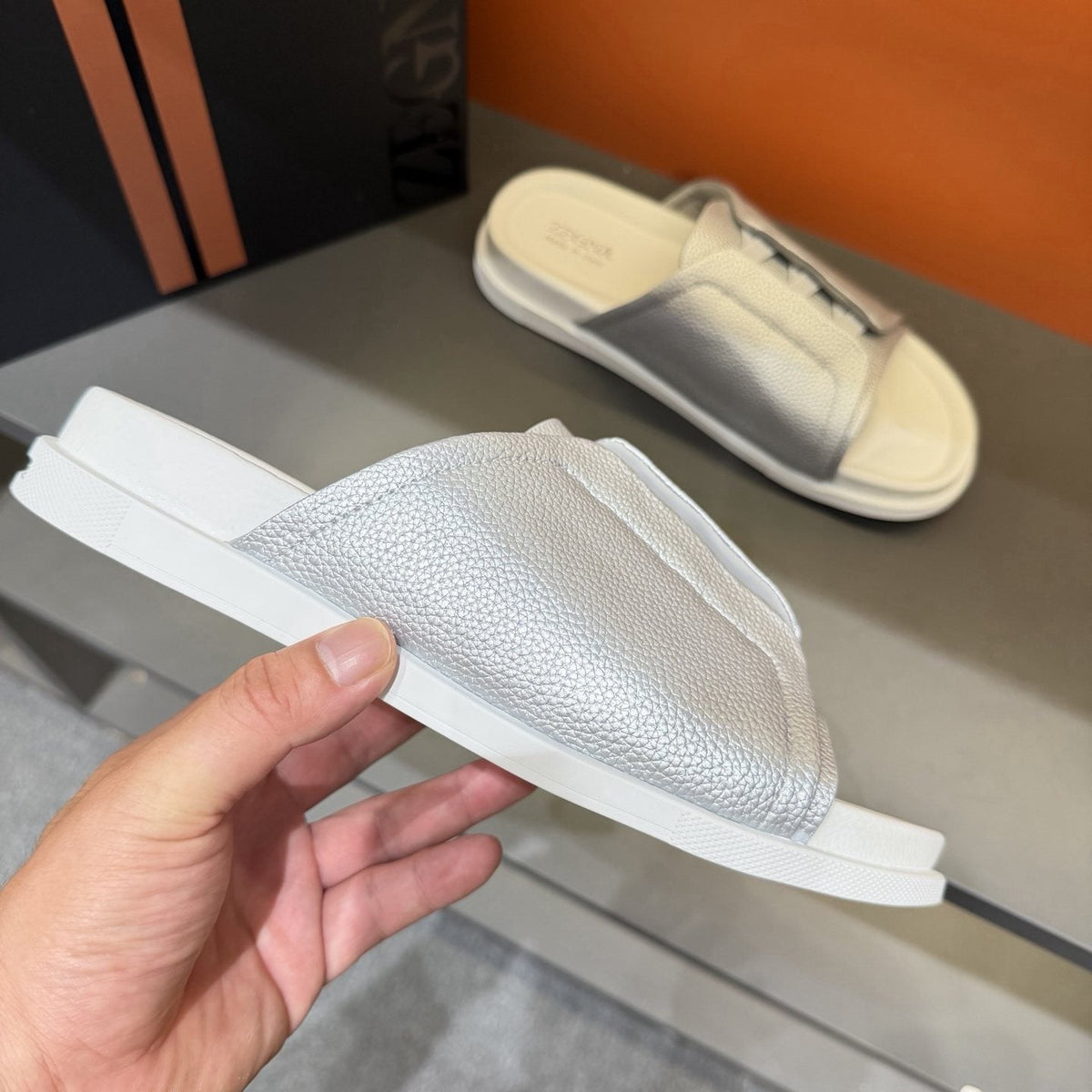 Zegna Men's Textured Strap Slide Sandals