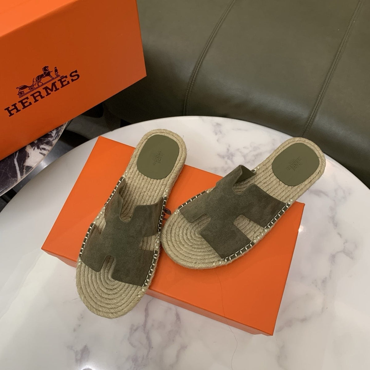 Hermès Men's H-Cut Braided Slide Sandals