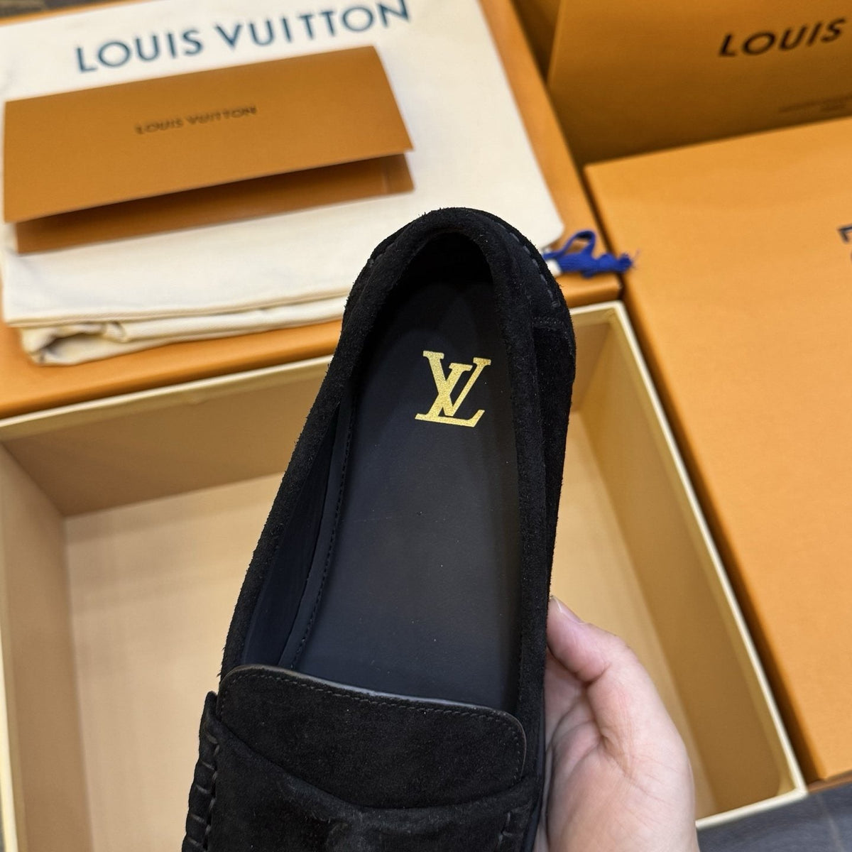 Louis Vuitton Men's Black Suede Loafers