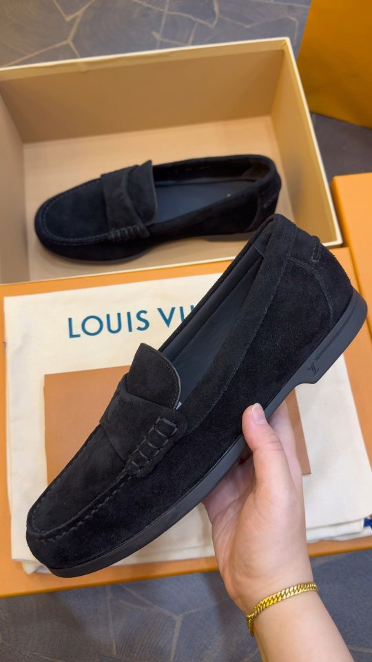 Louis Vuitton Men's Black Suede Loafers