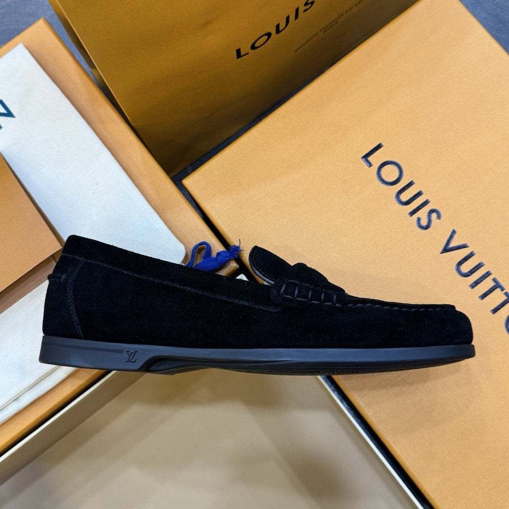 Louis Vuitton Men's Black Suede Loafers