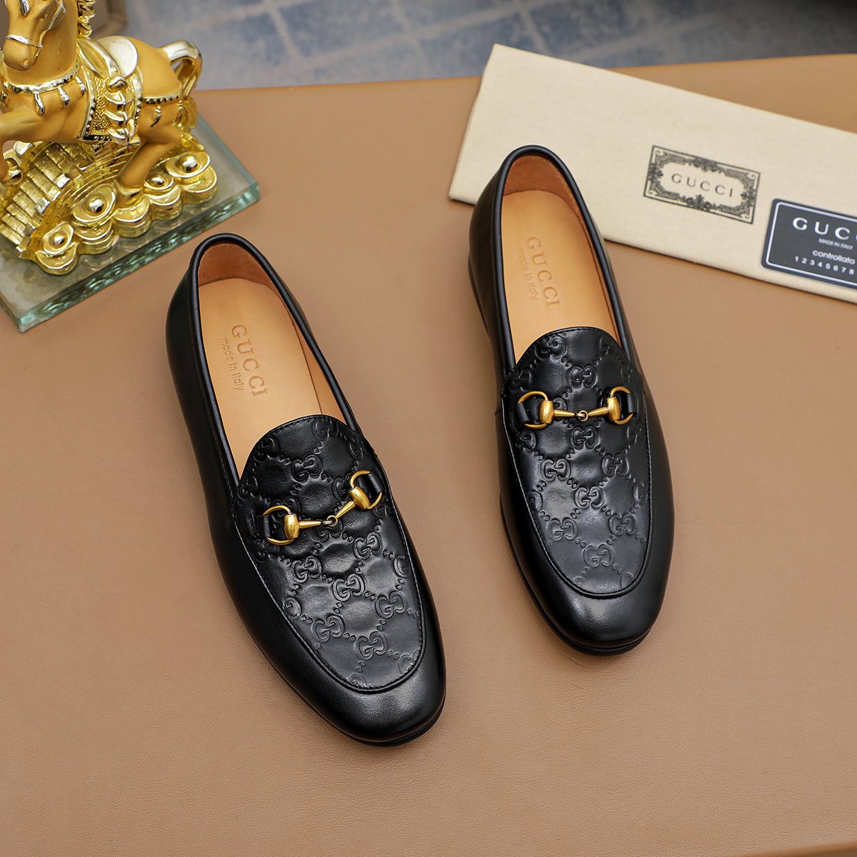 Gucci Black Embossed Loafers