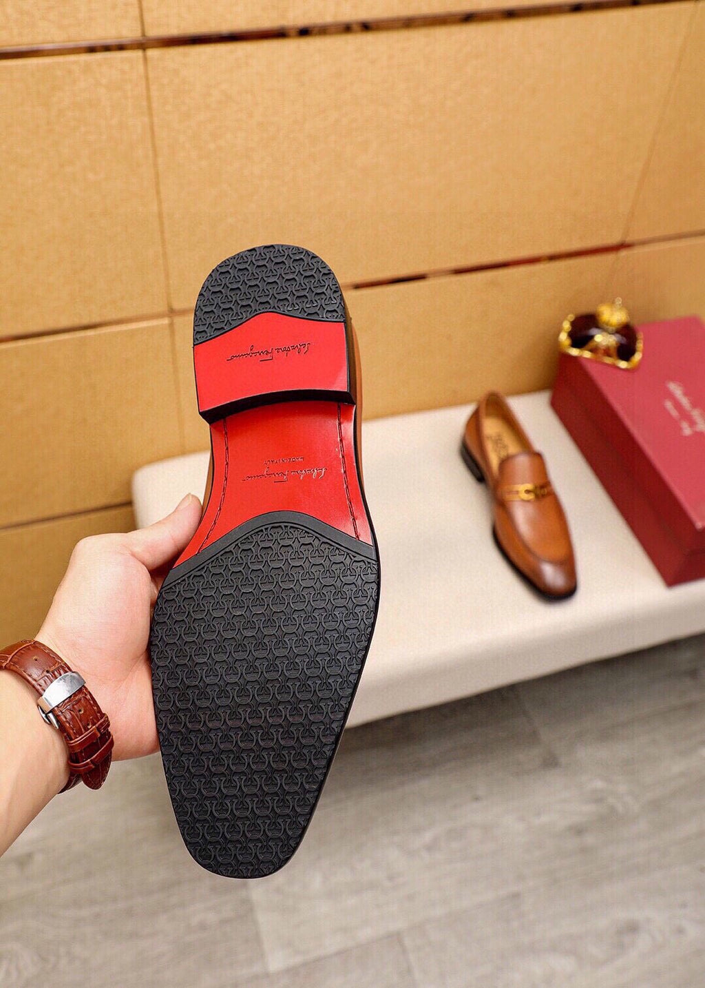 Ferragamo Leather Hardware Loafers