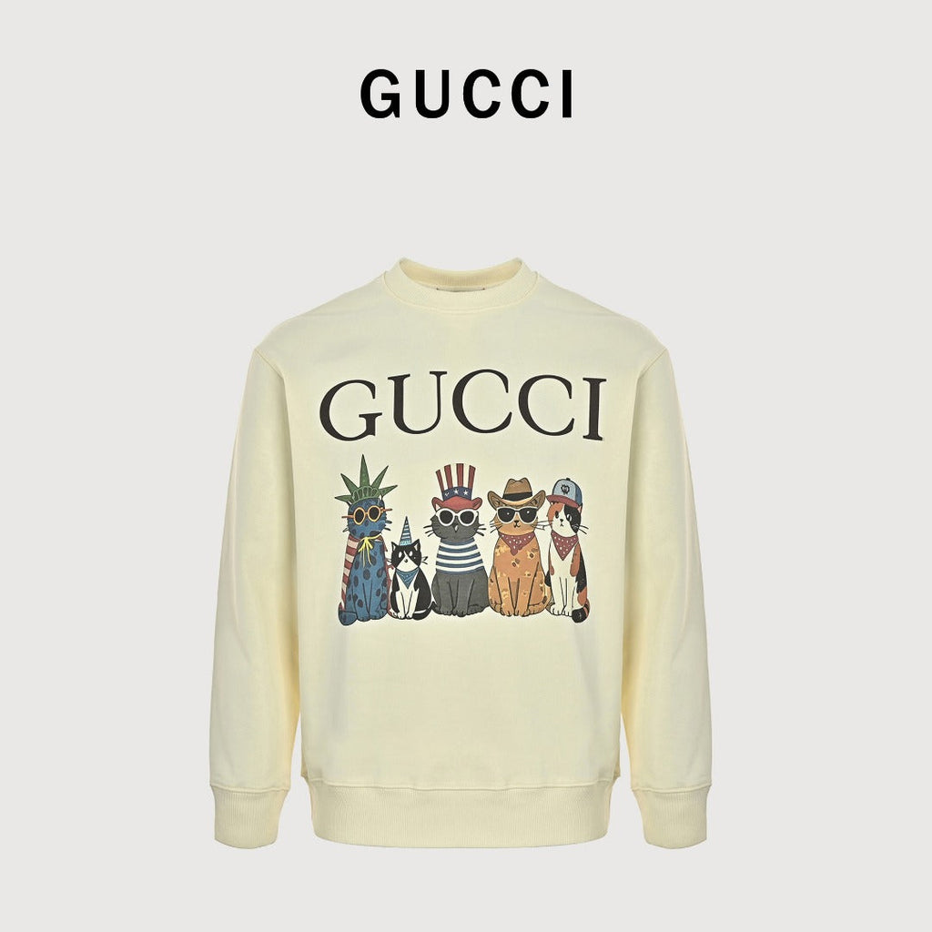 Gucci Whimsical Cartoon Cat Gang Series Crewneck Sweatshirt