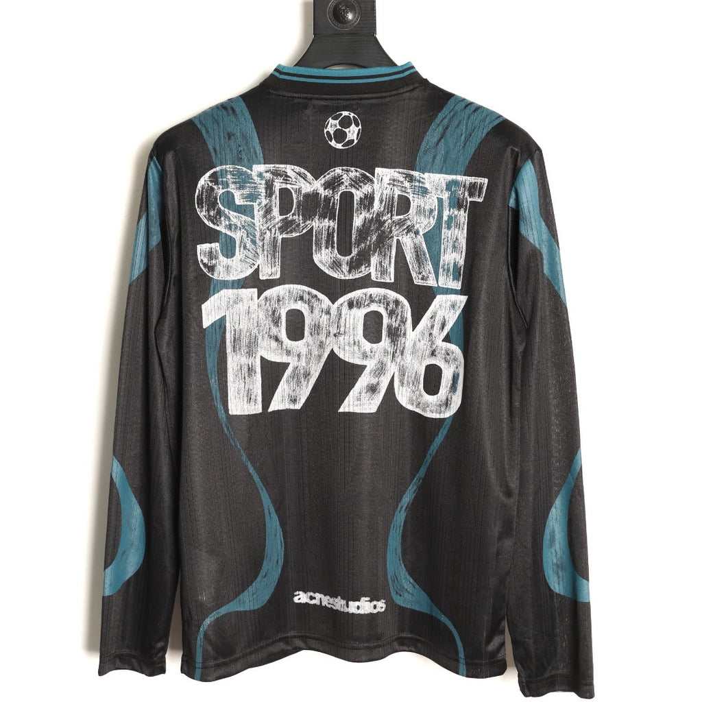 Acne Studios Bow Graphic Football Jersey Long-Sleeve Top - Black