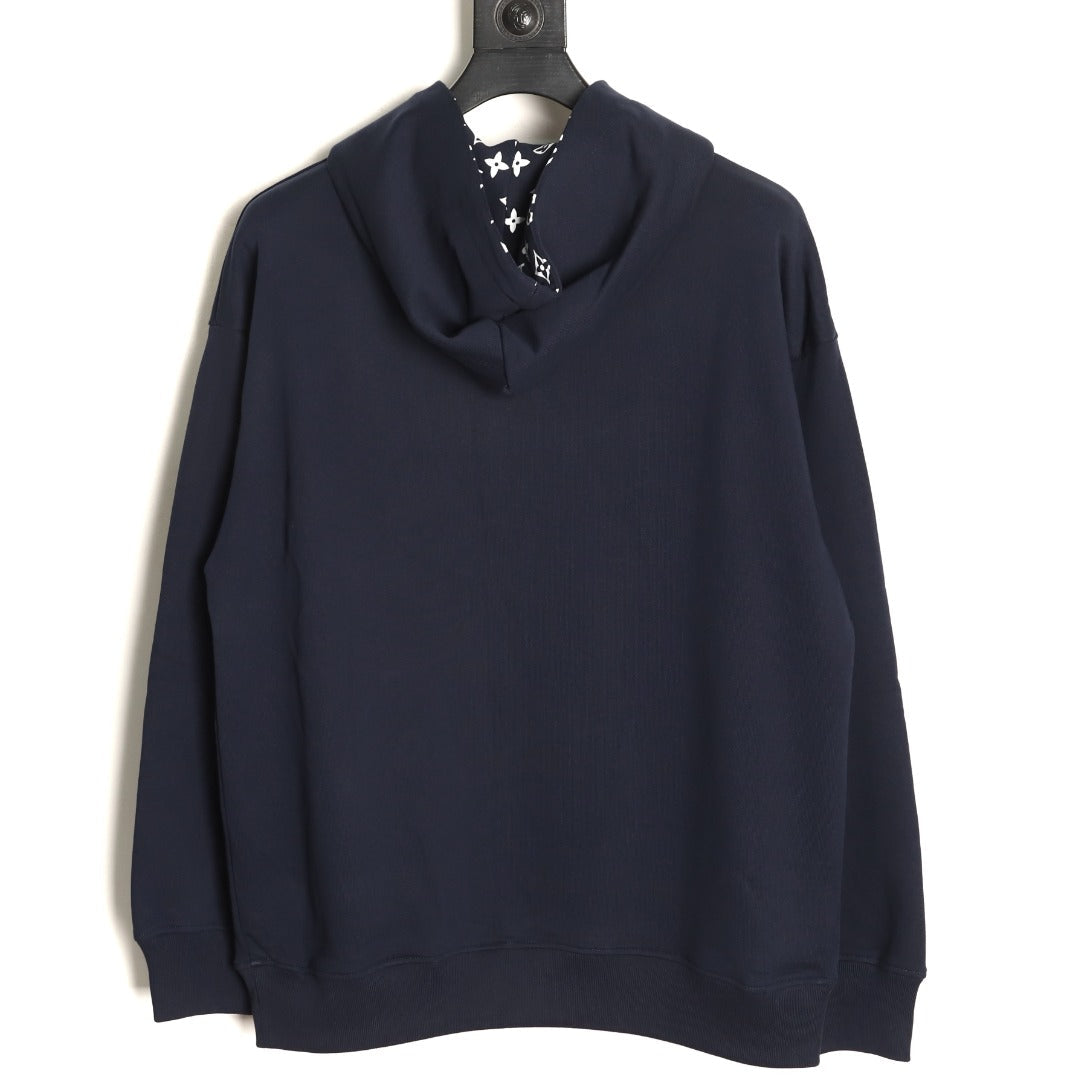 Louis Vuitton Monogram-Style Hood and Drawstring Pullover Hoodie - Navy