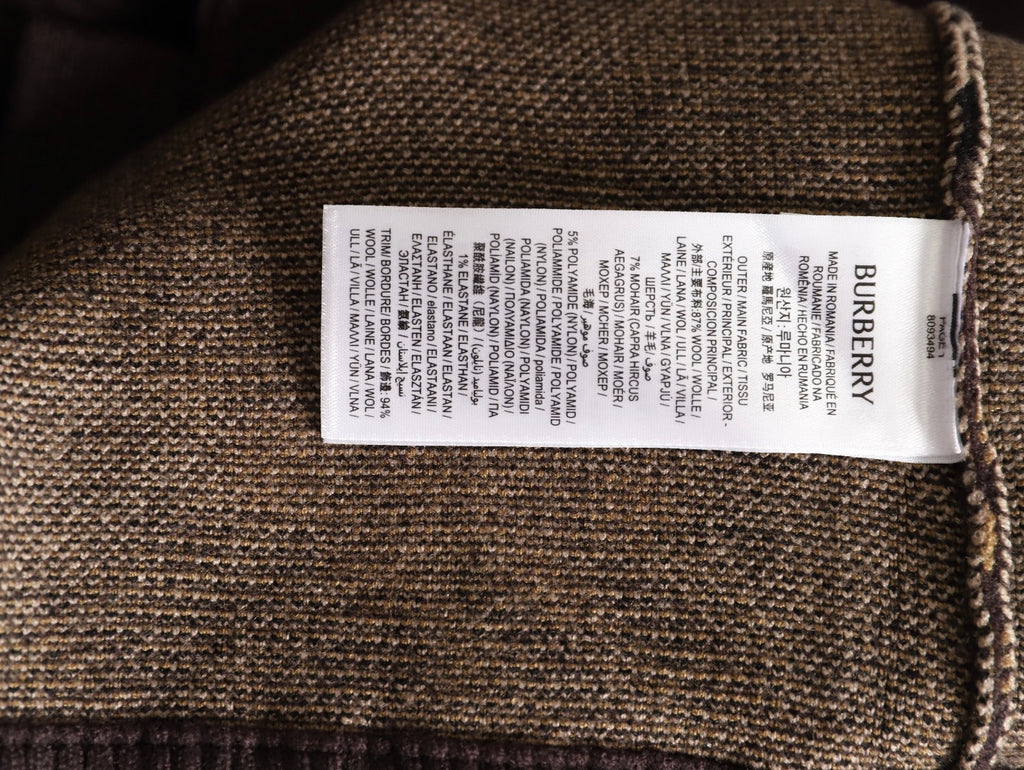 Burberry Diagonal-Check Zip Knit Cardigan - Dark Brown